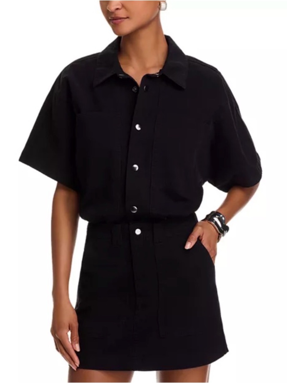 Pistola Tully Dress, utilitarian short-sleeve front snap closures Relaxed M